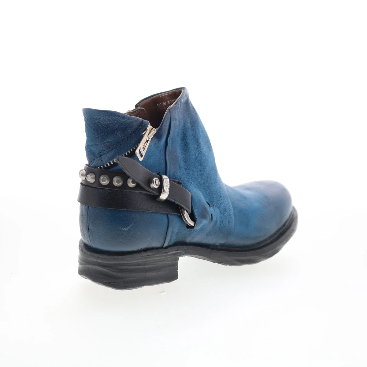 Steve Womens Blue Leather Zipper Ankle & Booties Boots