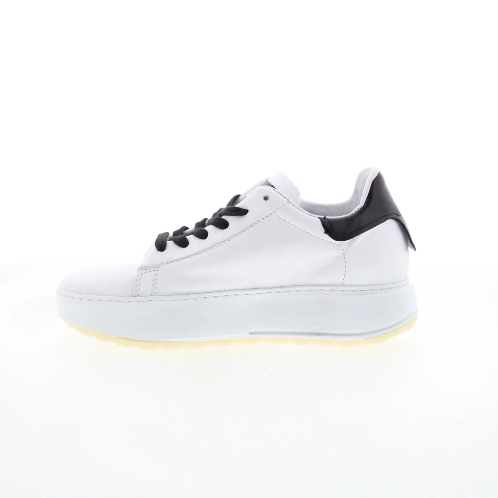 Hannie Womens White Leather Lace Up Lifestyle Sneakers Shoes