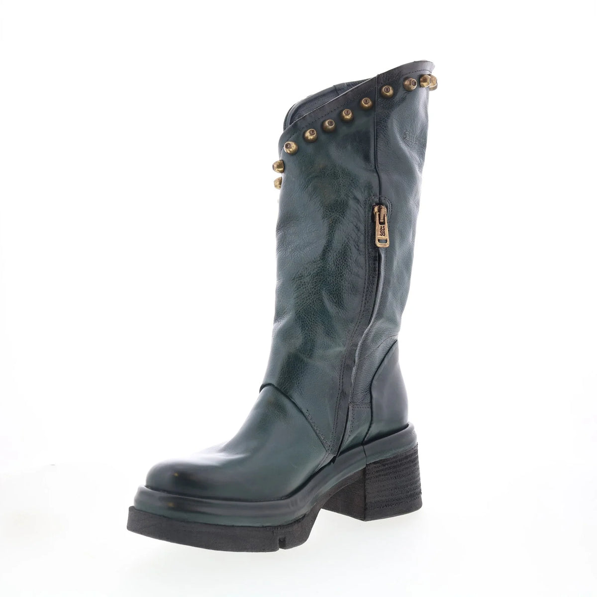 Easton Womens Green Leather Zipper Casual Dress Boots