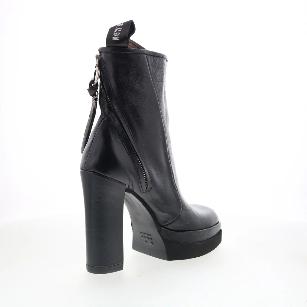 Vale Womens Black Leather Zipper Ankle & Booties Boots