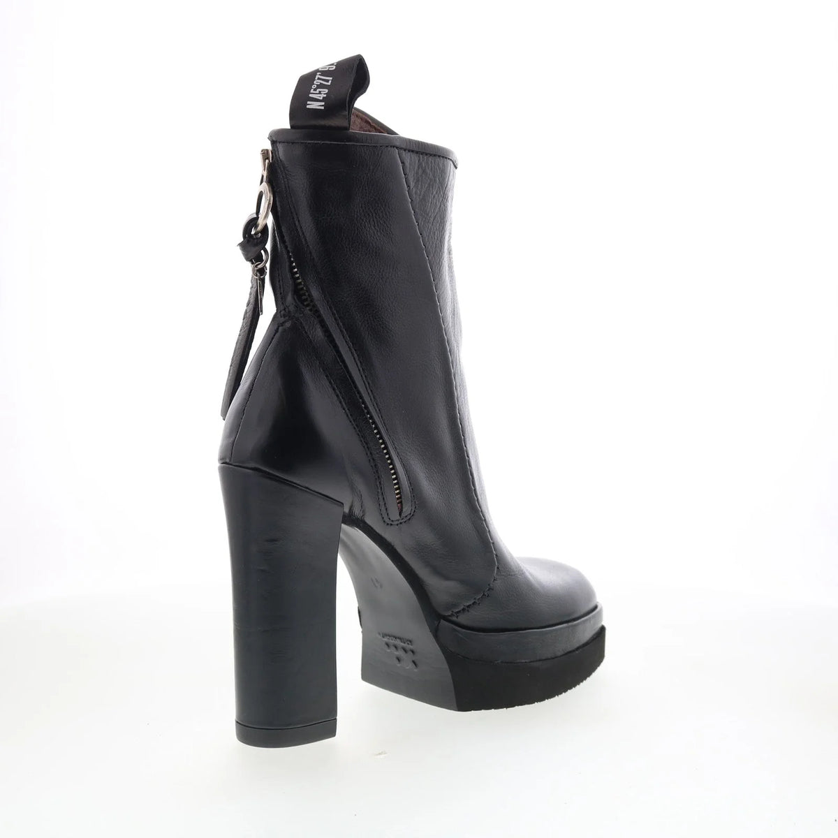 Vale Womens Black Leather Zipper Ankle & Booties Boots