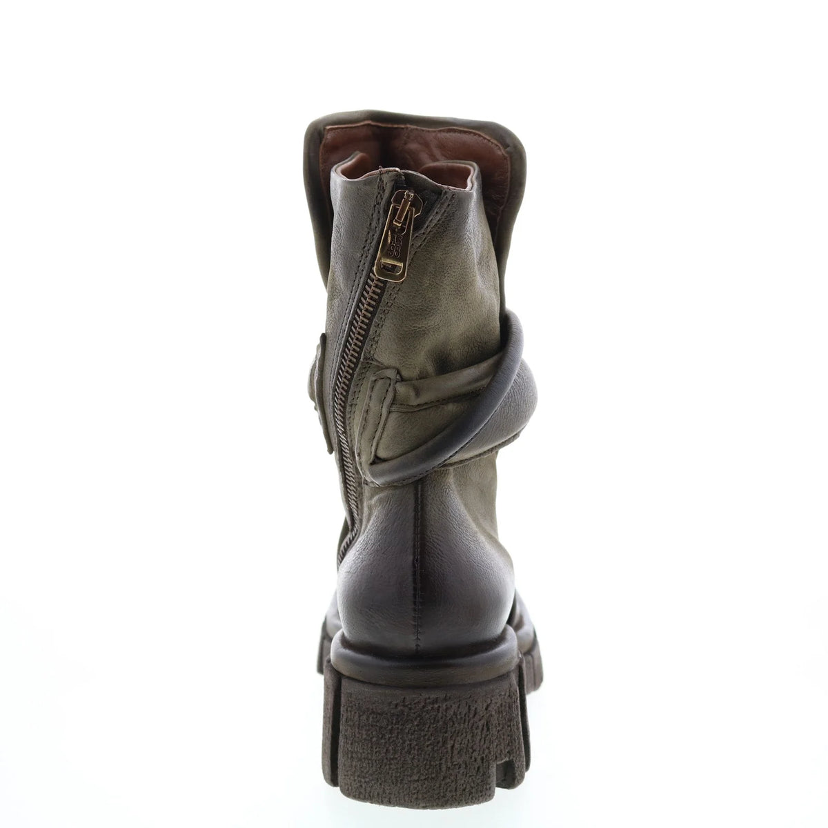 Hersh A82206-301 Womens Green Leather Zipper Casual Dress Boots