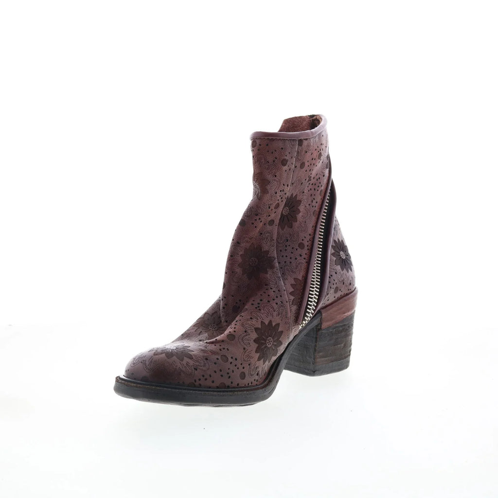 Jase Floral Womens Brown Leather Zipper Casual Dress Boots