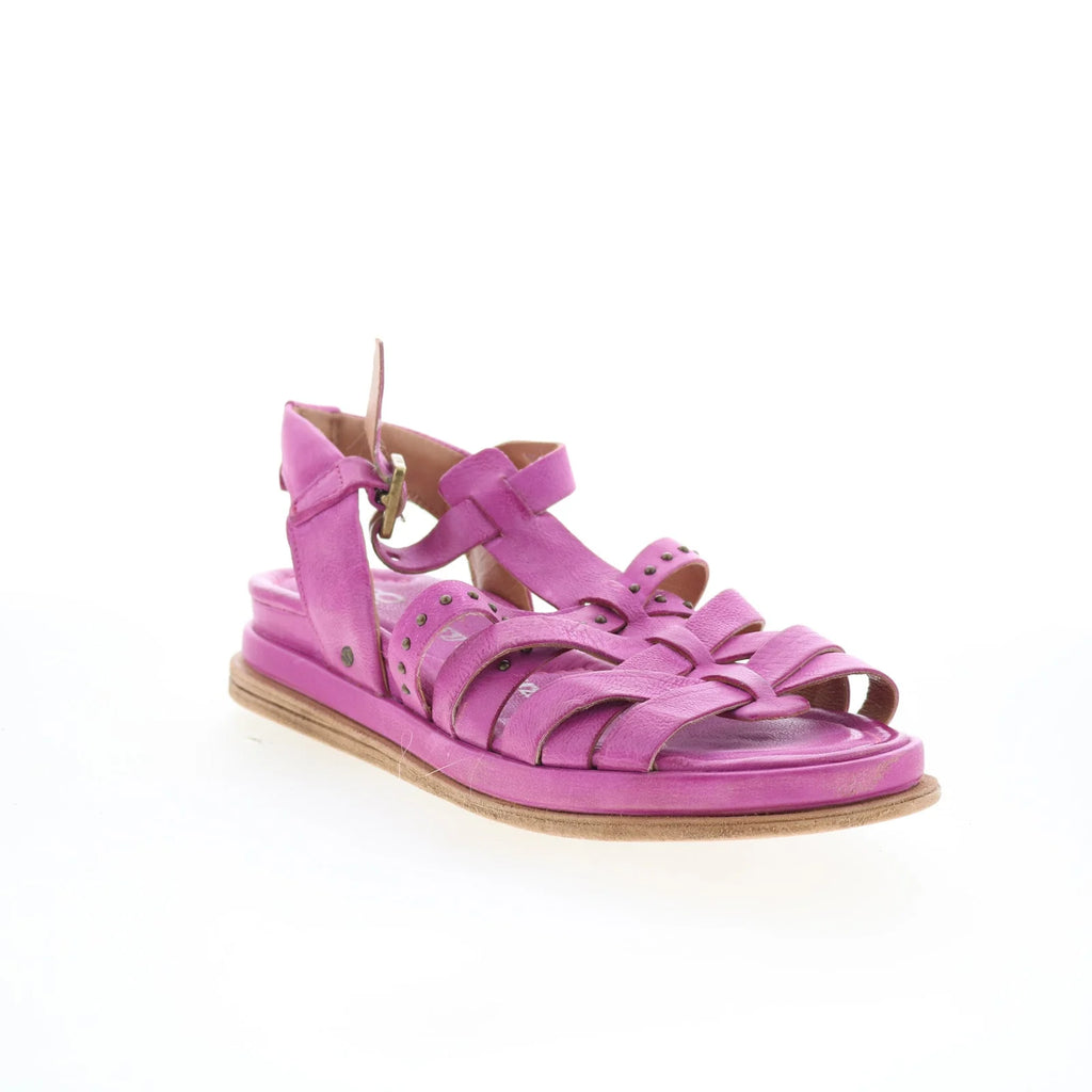 Satchel Womens Purple Leather Hook & Loop Strap Sandals Shoes
