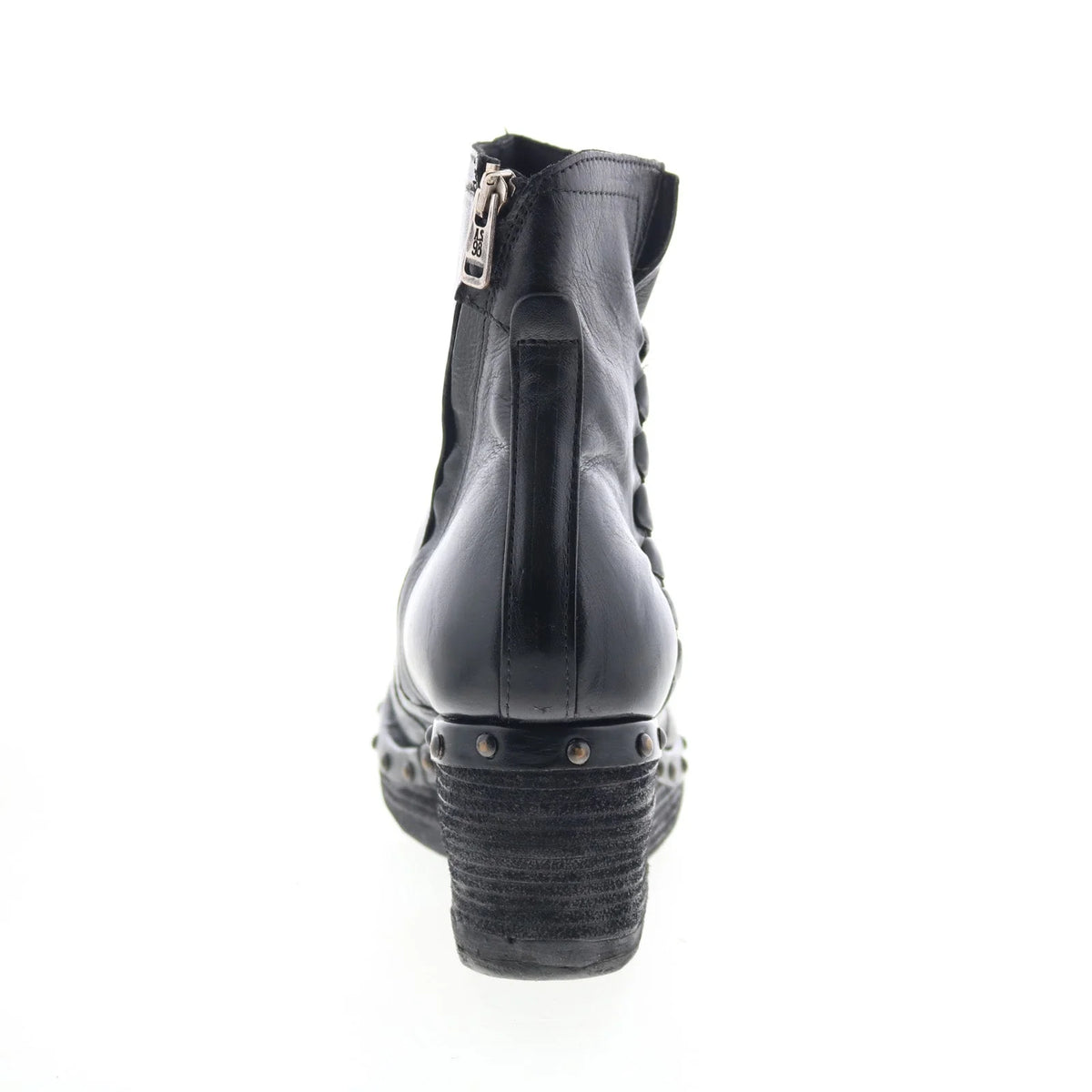 Placid Womens Black Leather Zipper Ankle & Booties Boots