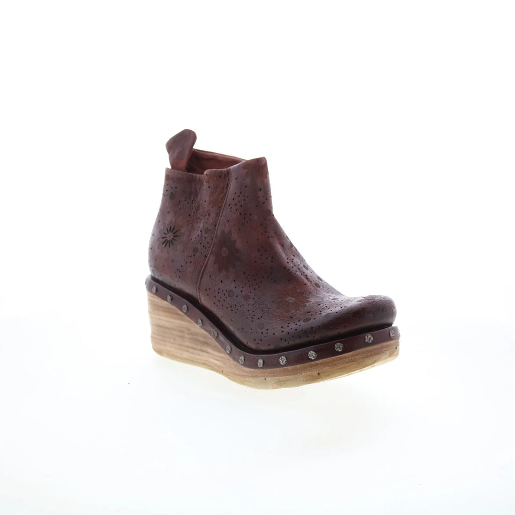 Savina Floral Womens Brown Leather Zipper Casual Dress Boots