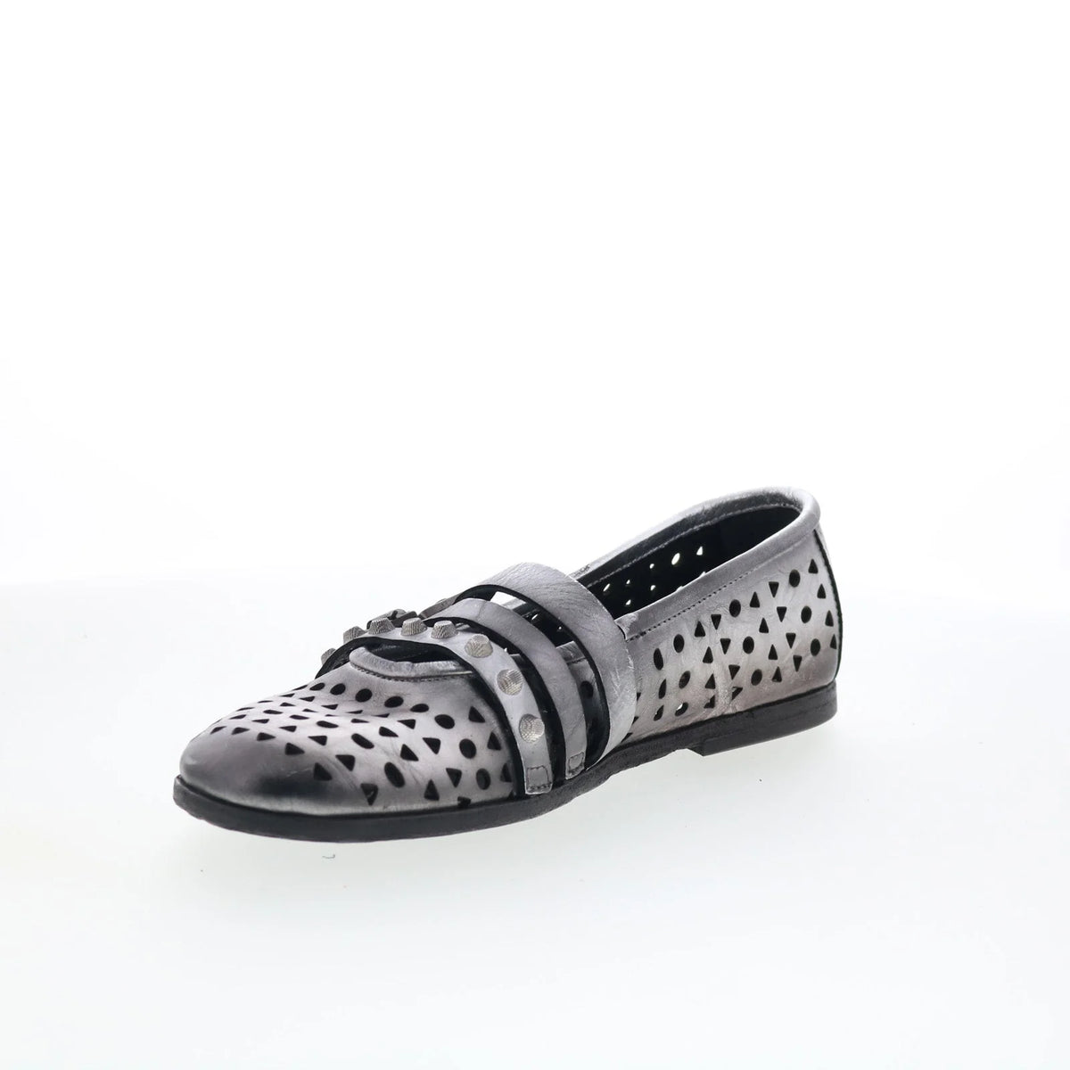Jett Womens Silver Leather Hook & Loop Loafer Flats Shoes