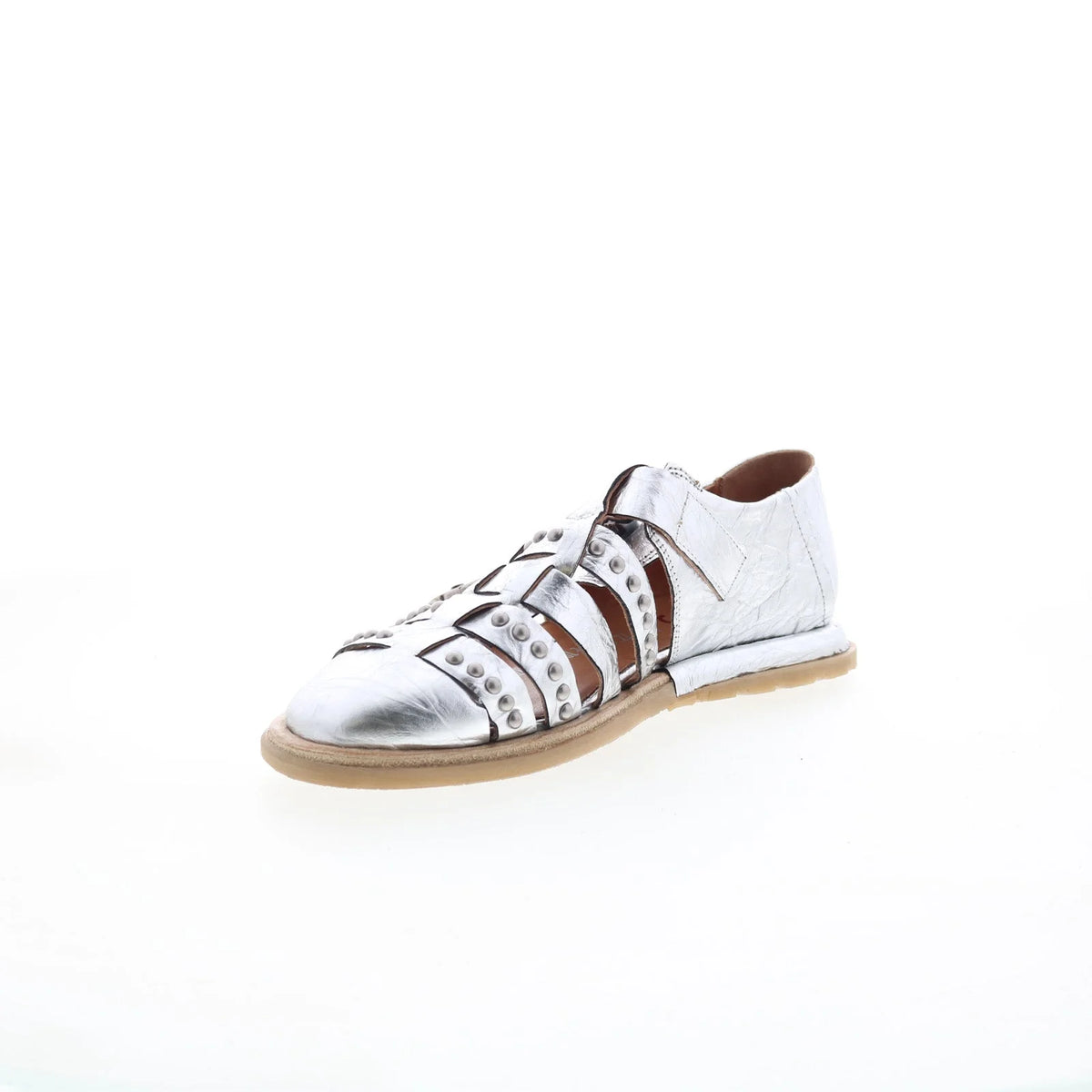 Thorpe Womens Silver Leather Hook & Loop Loafer Flats Shoes