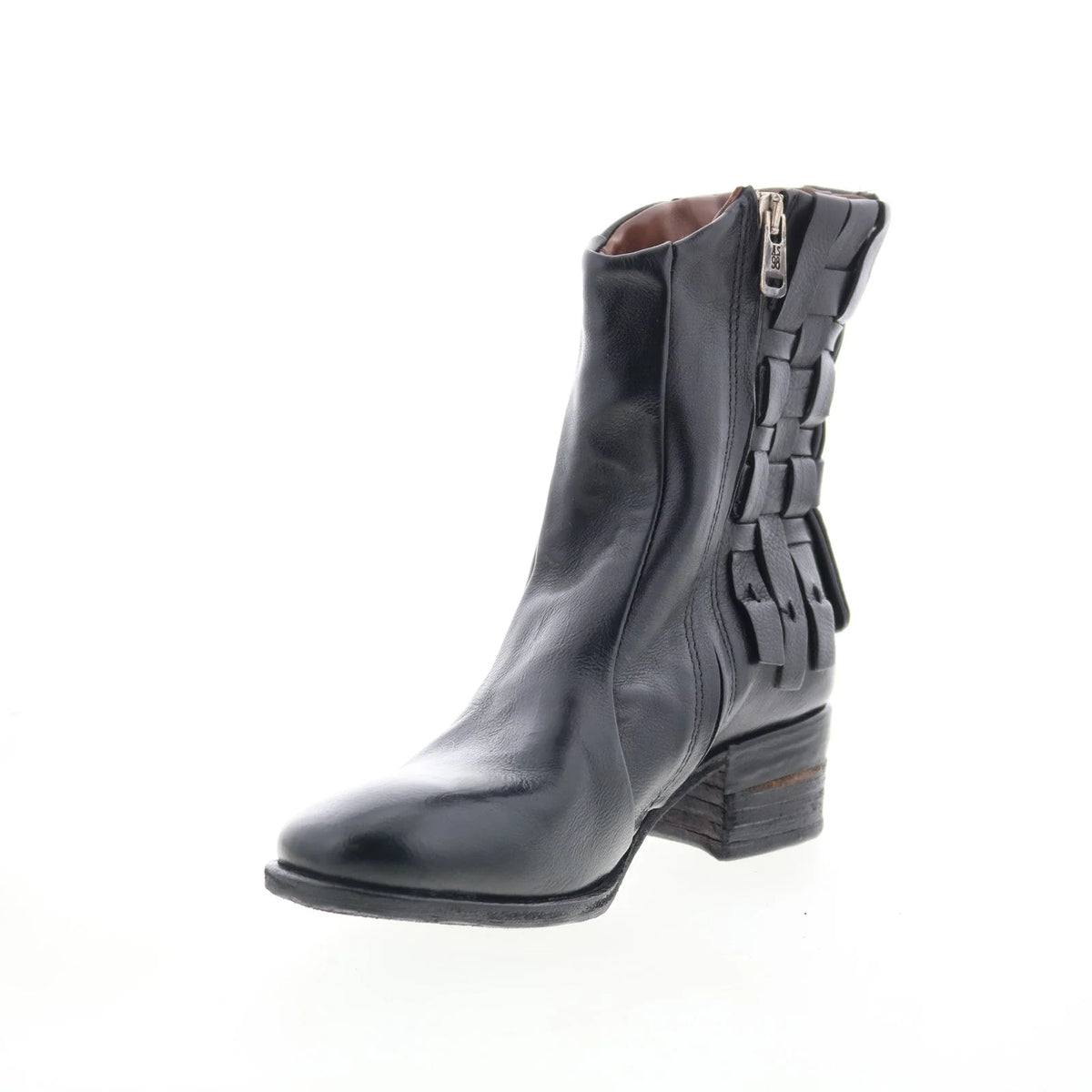 Gerald Womens Black Leather Zipper Ankle & Booties Boots