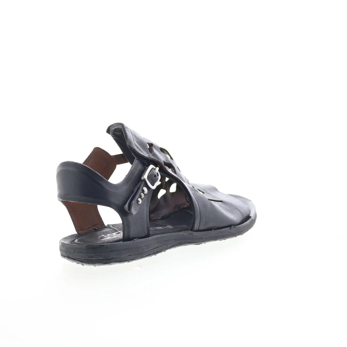 Rogan Womens Black Leather Hook & Loop Strap Sandals Shoes