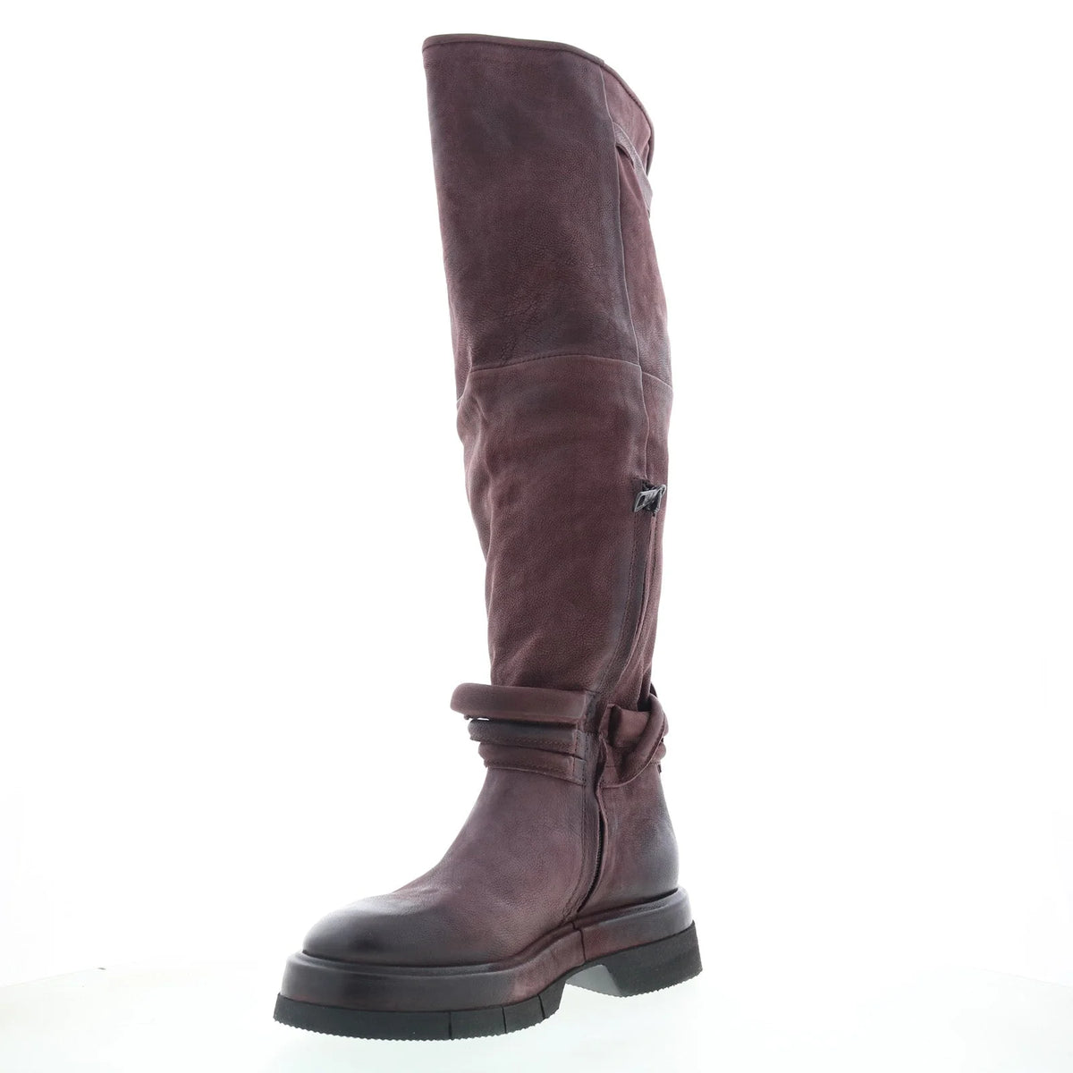 Vick Womens Brown Leather Zipper Knee High Boots