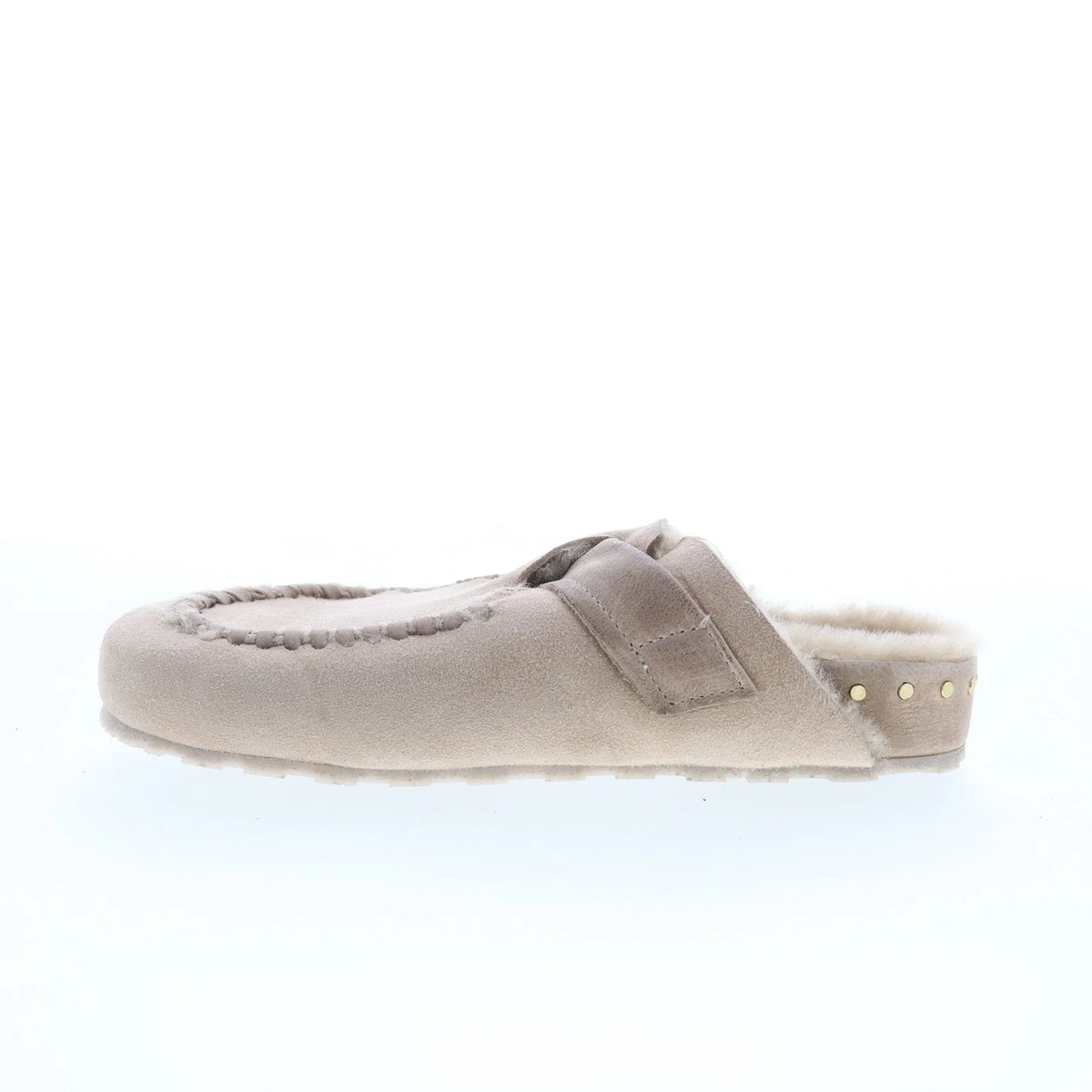 Emmett Womens Beige Suede Hook & Loop Clog Flats Shoes