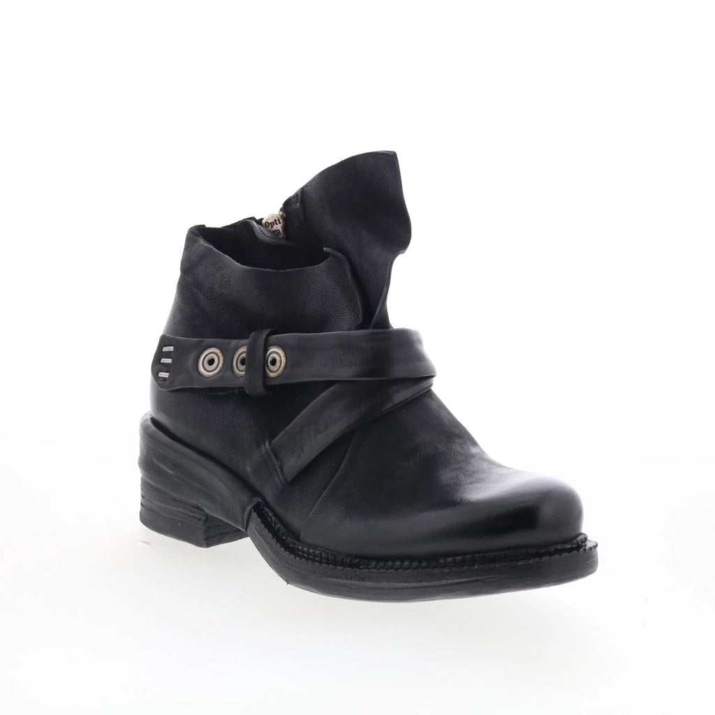 Martina Womens Black Leather Zipper Ankle & Booties Boots