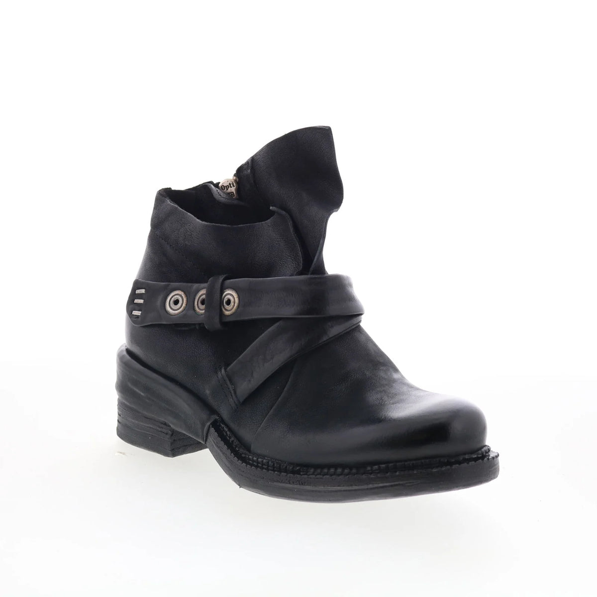 Martina Womens Black Leather Zipper Ankle & Booties Boots