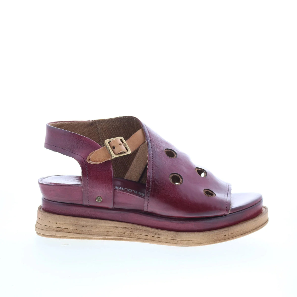Larry Womens Burgandy Leather Hook & Loop Strap Sandals Shoes