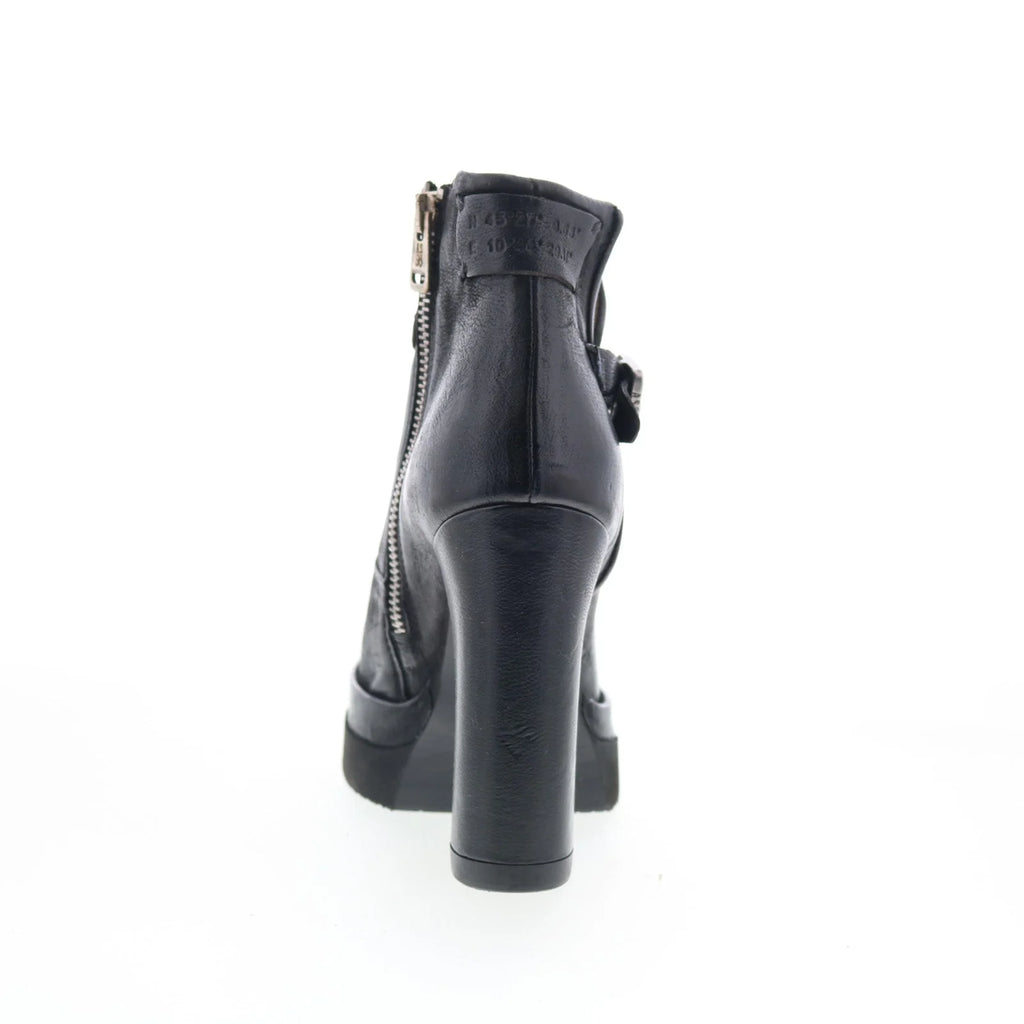 Vinal Womens Black Leather Zipper Ankle & Booties Boots