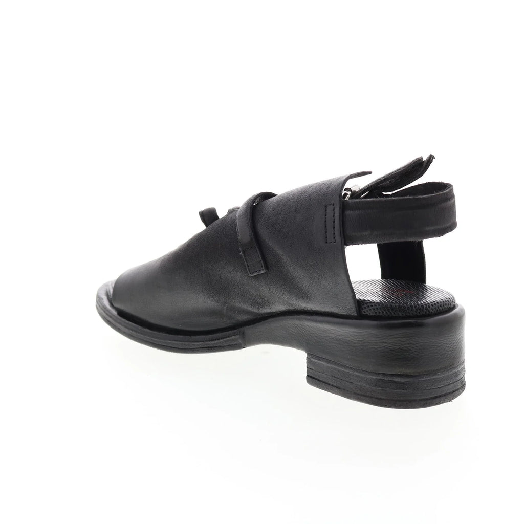 Simmy A70002-101 Womens Black Leather Hook & Loop Strap Heels Shoes