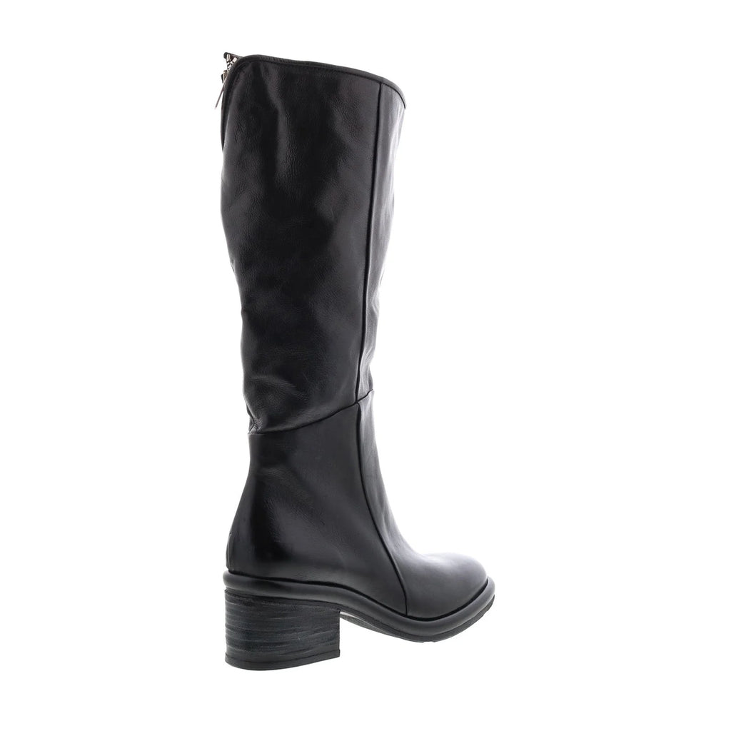 Lynton A95305-101 Womens Black Leather Zipper Knee High Boots