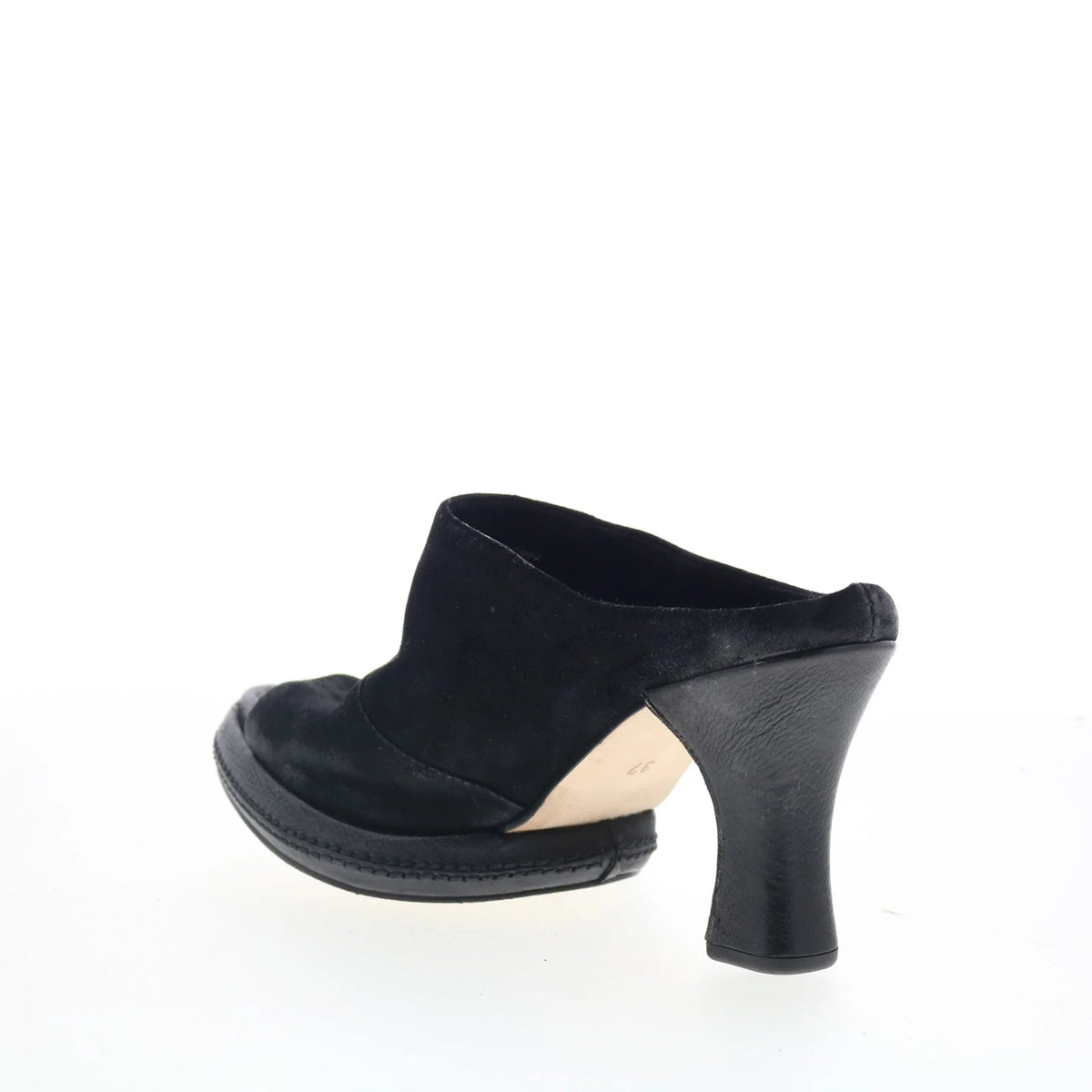 Vannie Womens Black Suede Slip On Heeled Sandals Shoes