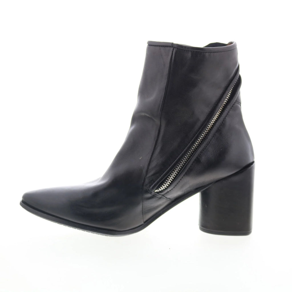 Earl Womens Black Leather Zipper Ankle & Booties Boots