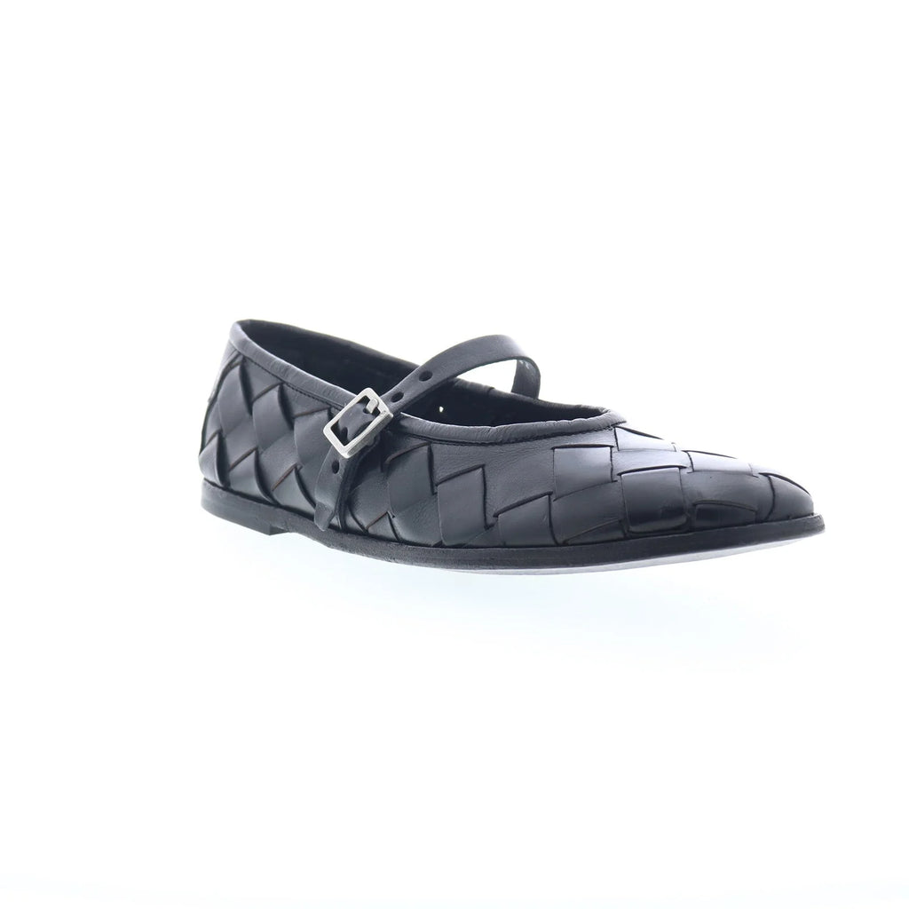 Jordan Womens Black Leather Hook & Loop Mary Jane Flats Shoes