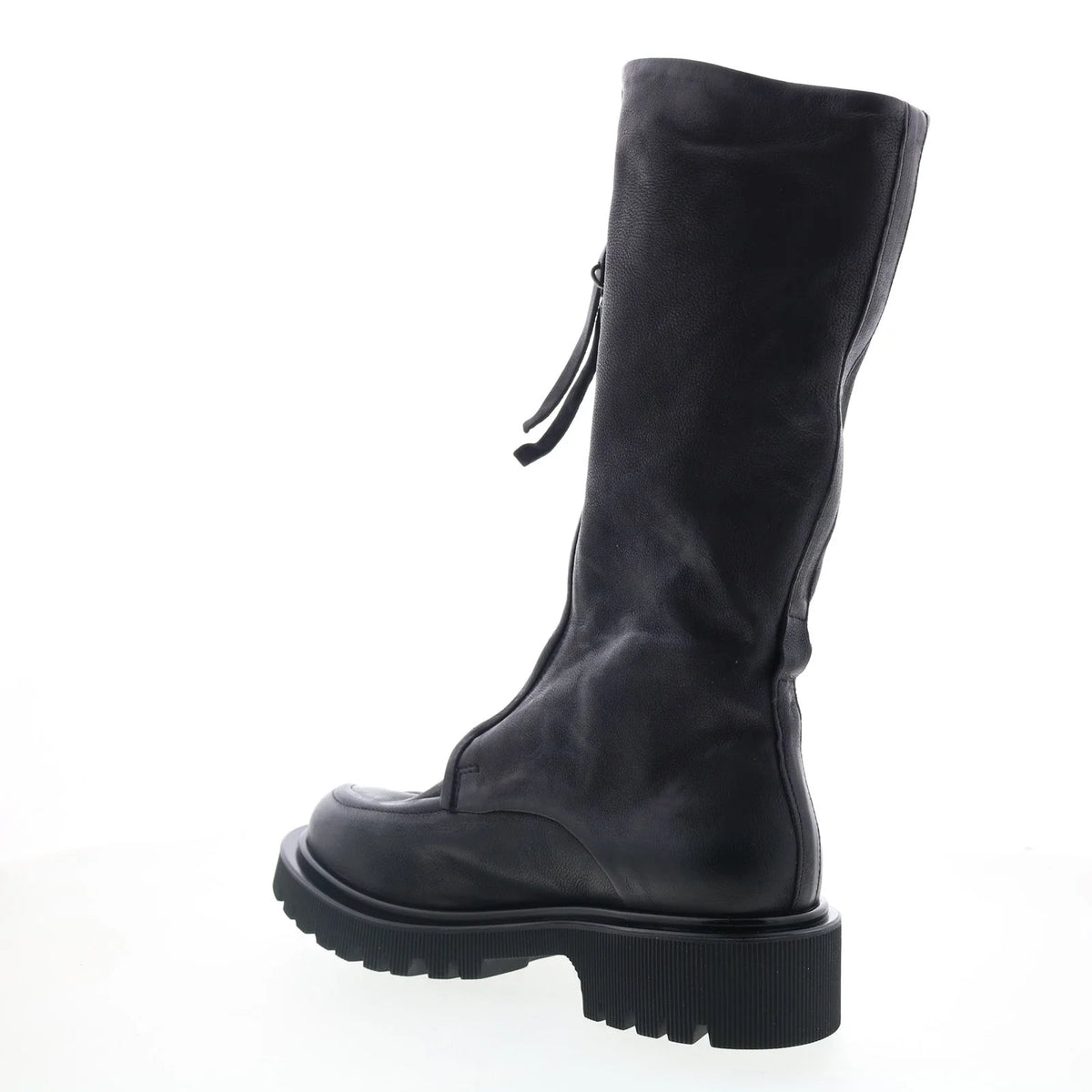 Tayton Womens Black Leather Zipper Knee High Boots