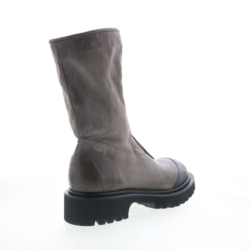 Tobie Womens Gray Leather Zipper Casual Dress Boots