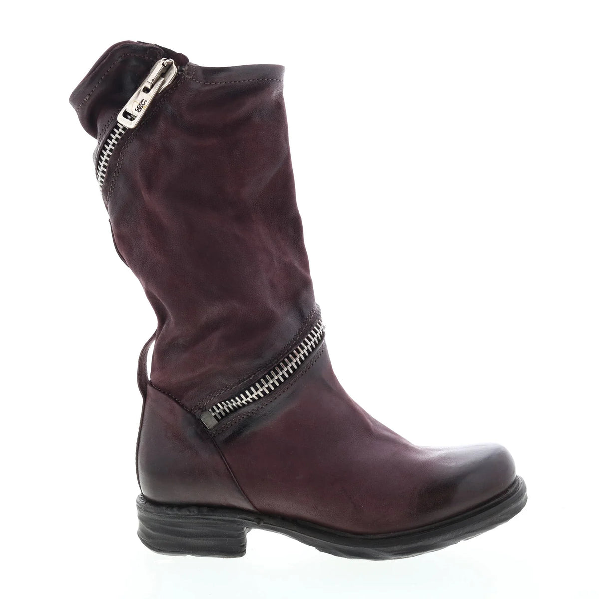 Siggs 259373-101 Womens Burgundy Leather Zipper Mid Calf Boots