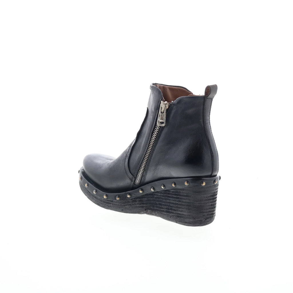 Peers Womens Black Leather Zipper Casual Dress Boots