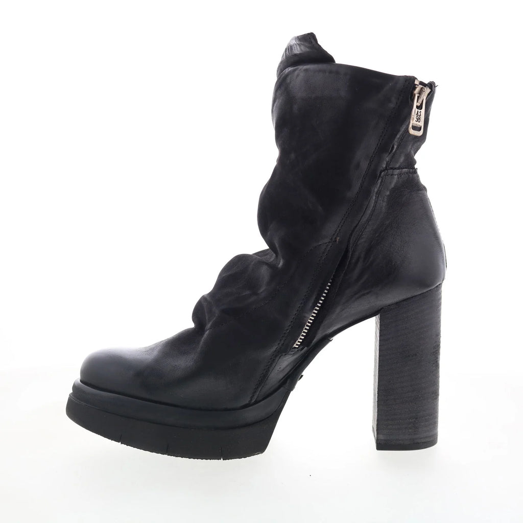 Frannie Womens Black Leather Zipper Ankle & Booties Boots