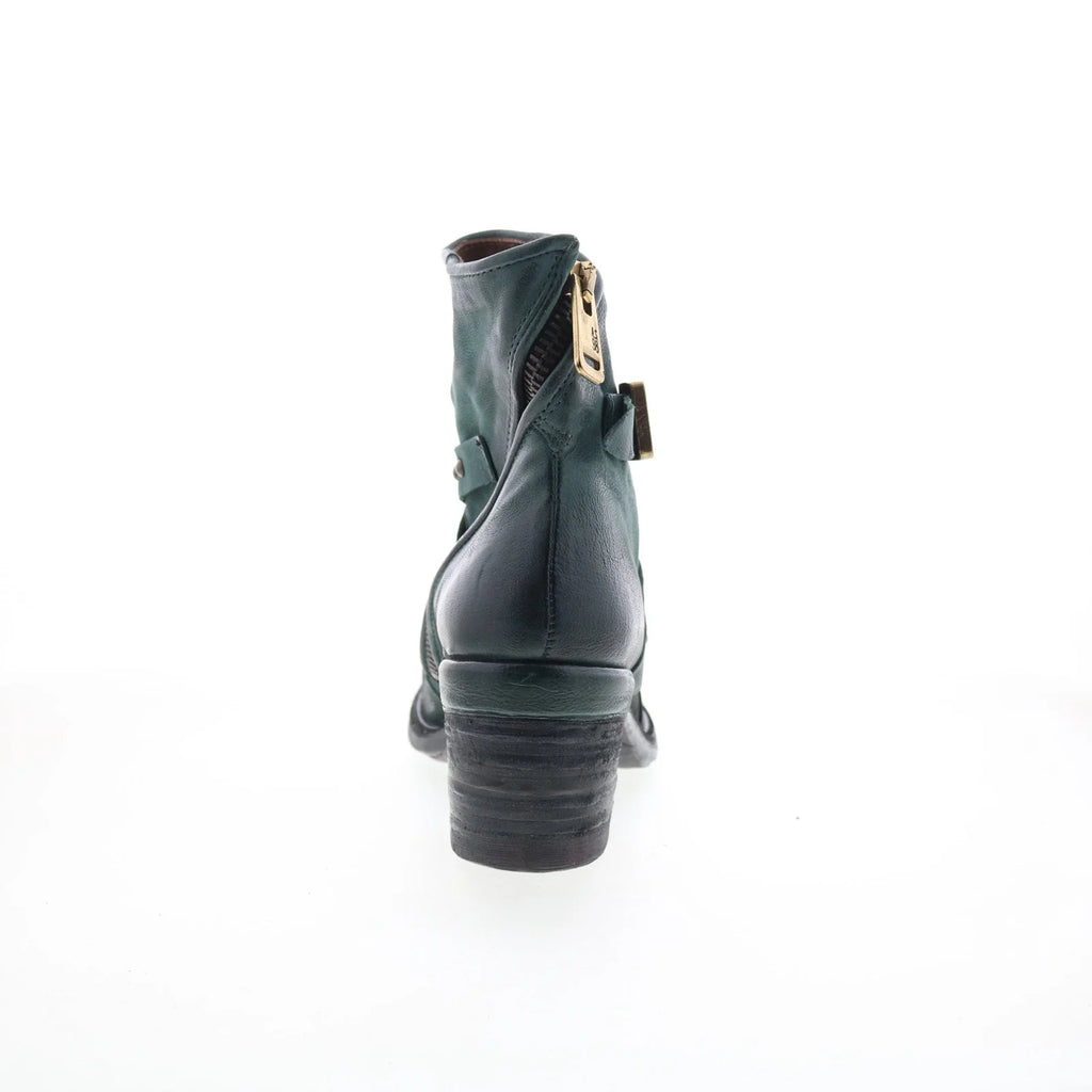 Jeffy Womens Green Leather Zipper Casual Dress Boots