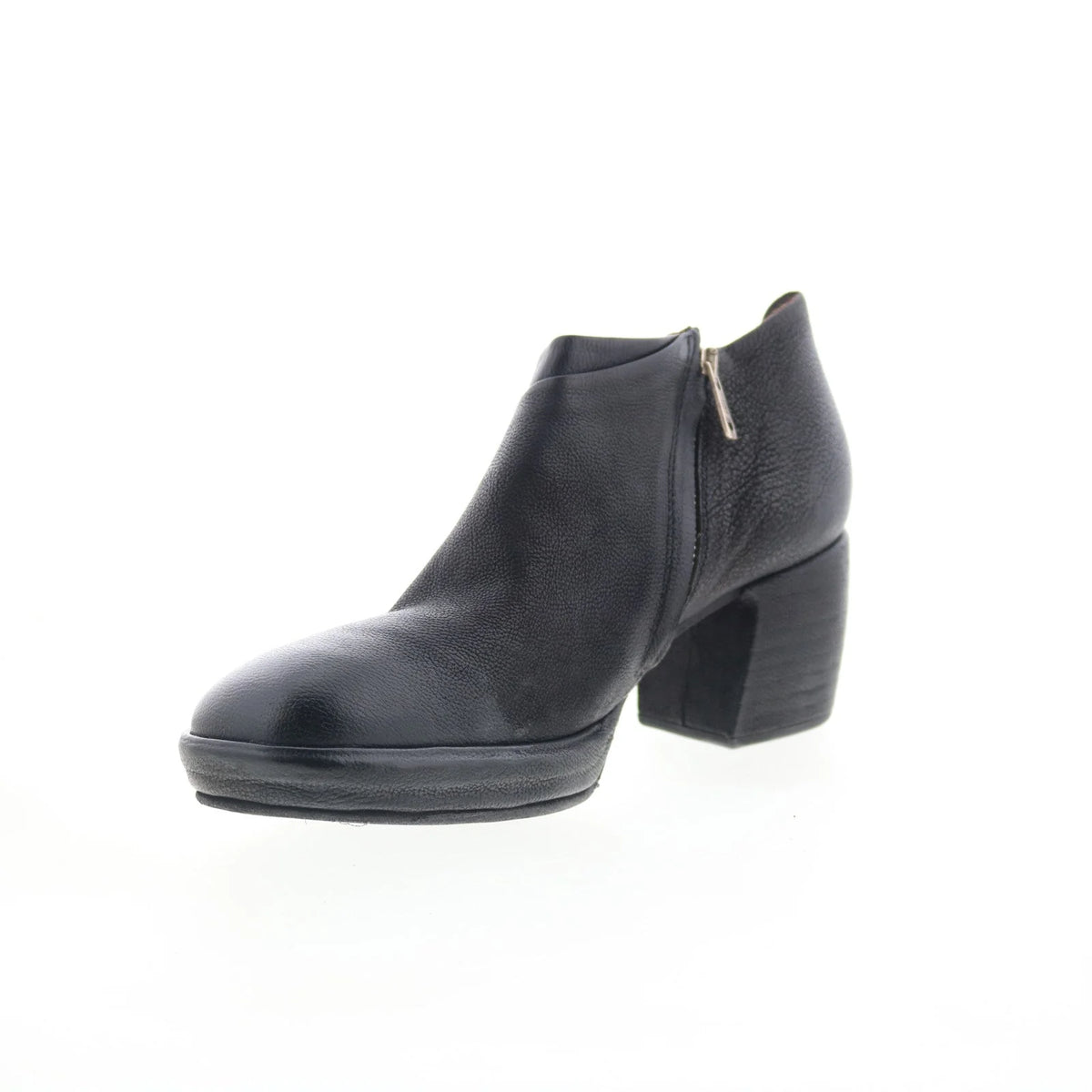 Curtis Womens Black Leather Zipper Ankle & Booties Boots