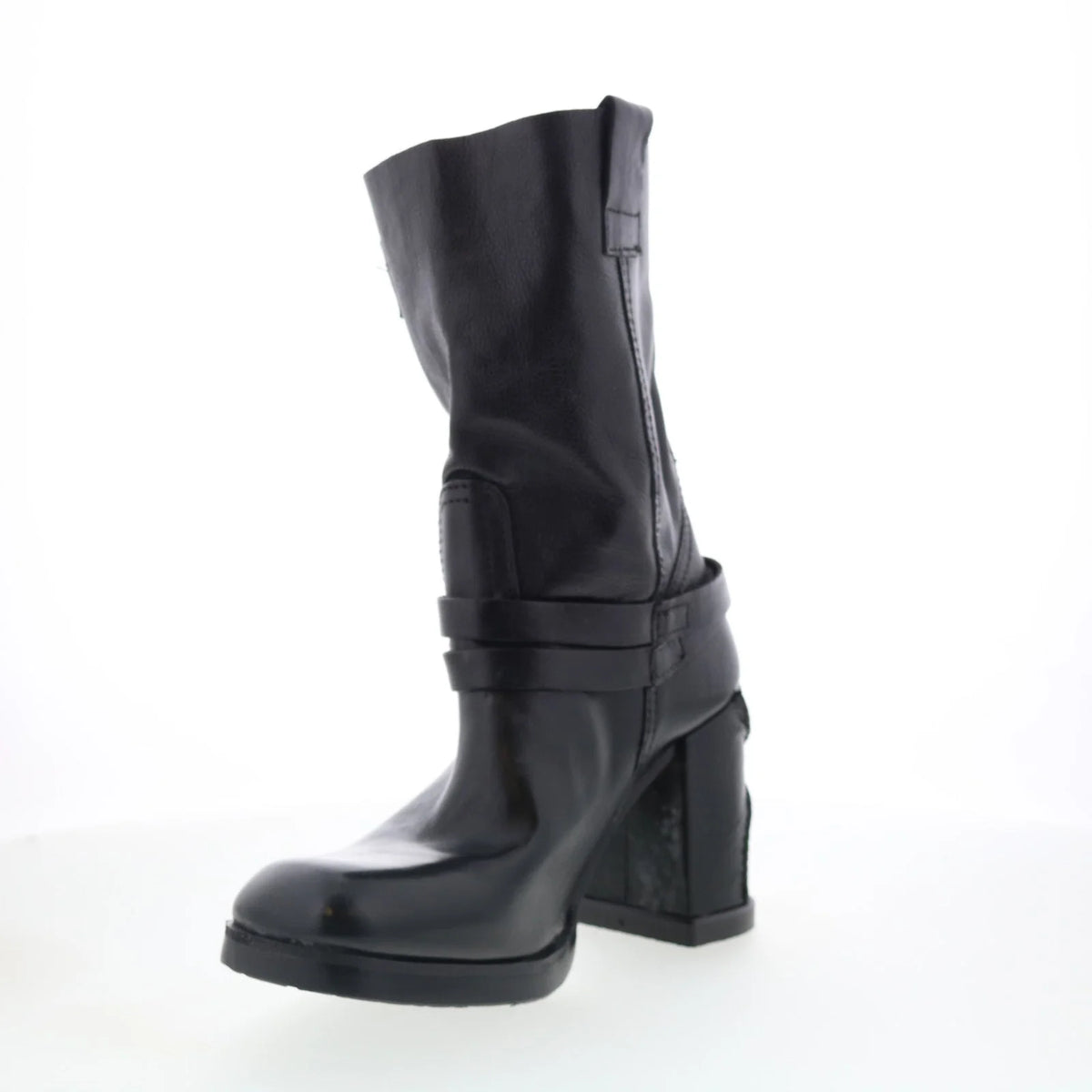 Lil Womens Black Leather Slip On Casual Dress Boots