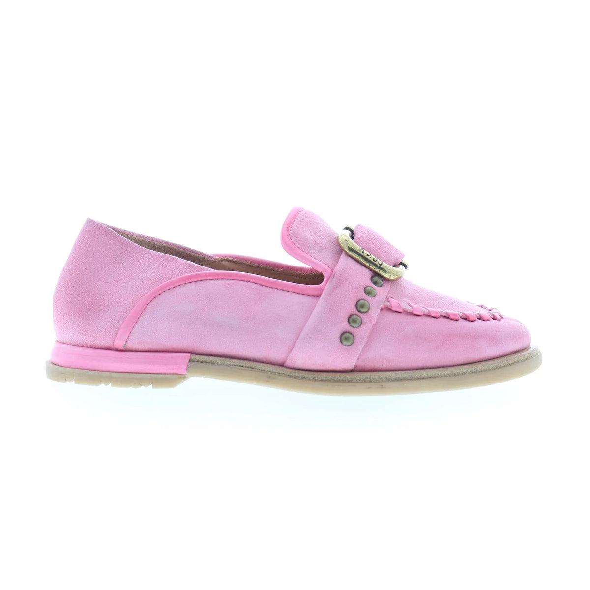 Tayte Womens Pink Leather Hook & Loop Loafer Flats Shoes