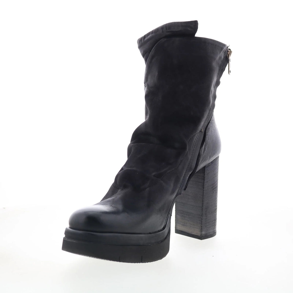 Frannie Womens Black Leather Zipper Ankle & Booties Boots