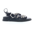 Schneider Womens Black Leather Hook & Loop Strap Sandals Shoes