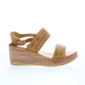 Norward Womens Brown Leather Hook & Loop Wedges Sandals Shoes