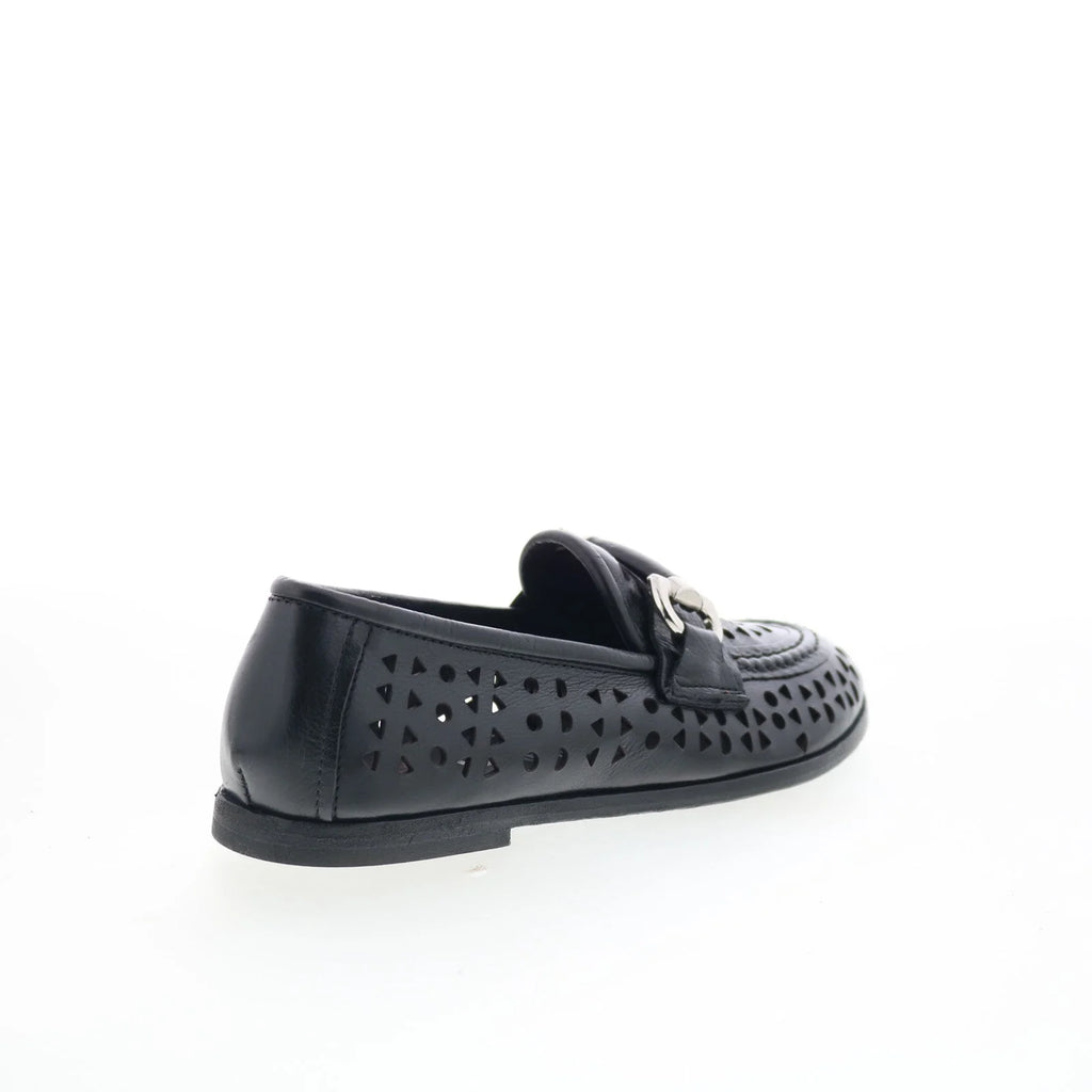 Jorge Womens Black Leather Slip On Loafer Flats Shoes
