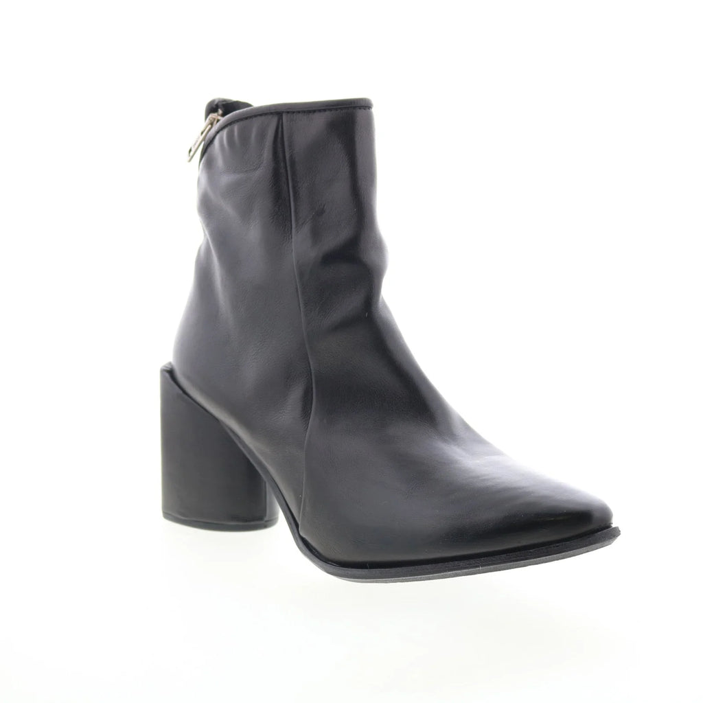 Earl Womens Black Leather Zipper Ankle & Booties Boots