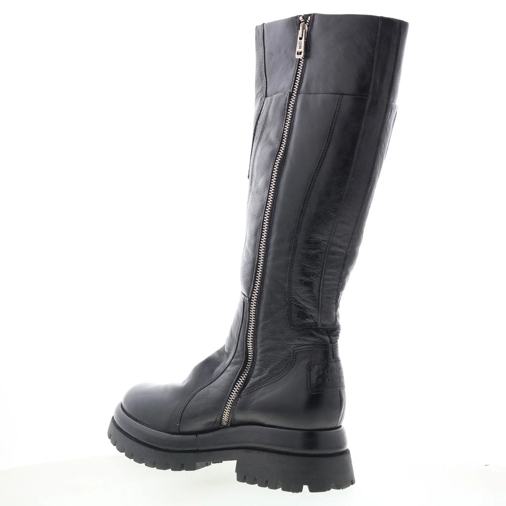Dulcie Womens Black Leather Zipper Knee High Boots