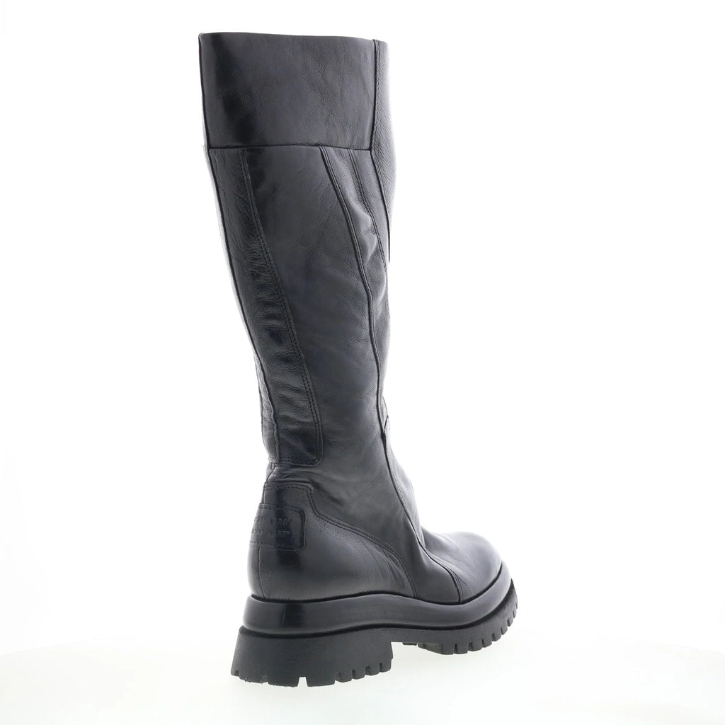 Dulcie Womens Black Leather Zipper Knee High Boots