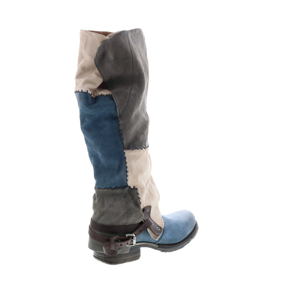Salvador 717342-401 Womens Blue Leather Hook & Loop Knee High Boots
