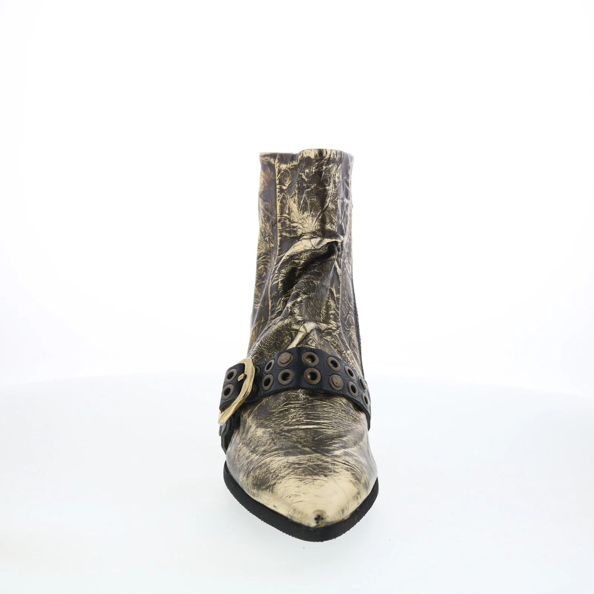 Maxie Womens Gold Leather Zipper Ankle & Booties Boots