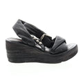 Nolie 528078-201 Womens Black Leather Sandals Wedges Shoes