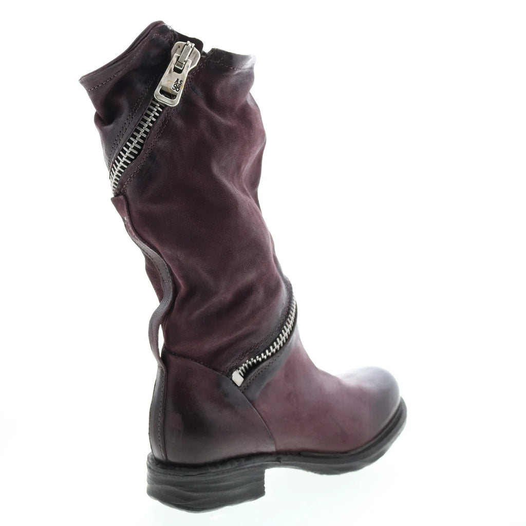 Siggs 259373-101 Womens Burgundy Leather Zipper Mid Calf Boots
