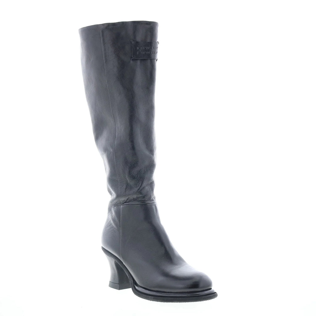Nettie Womens Black Leather Zipper Knee High Boots