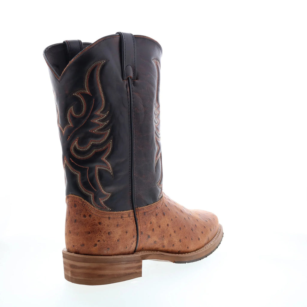 6750 Mens Brown Wide Leather Slip On Cowboy Western Boots
