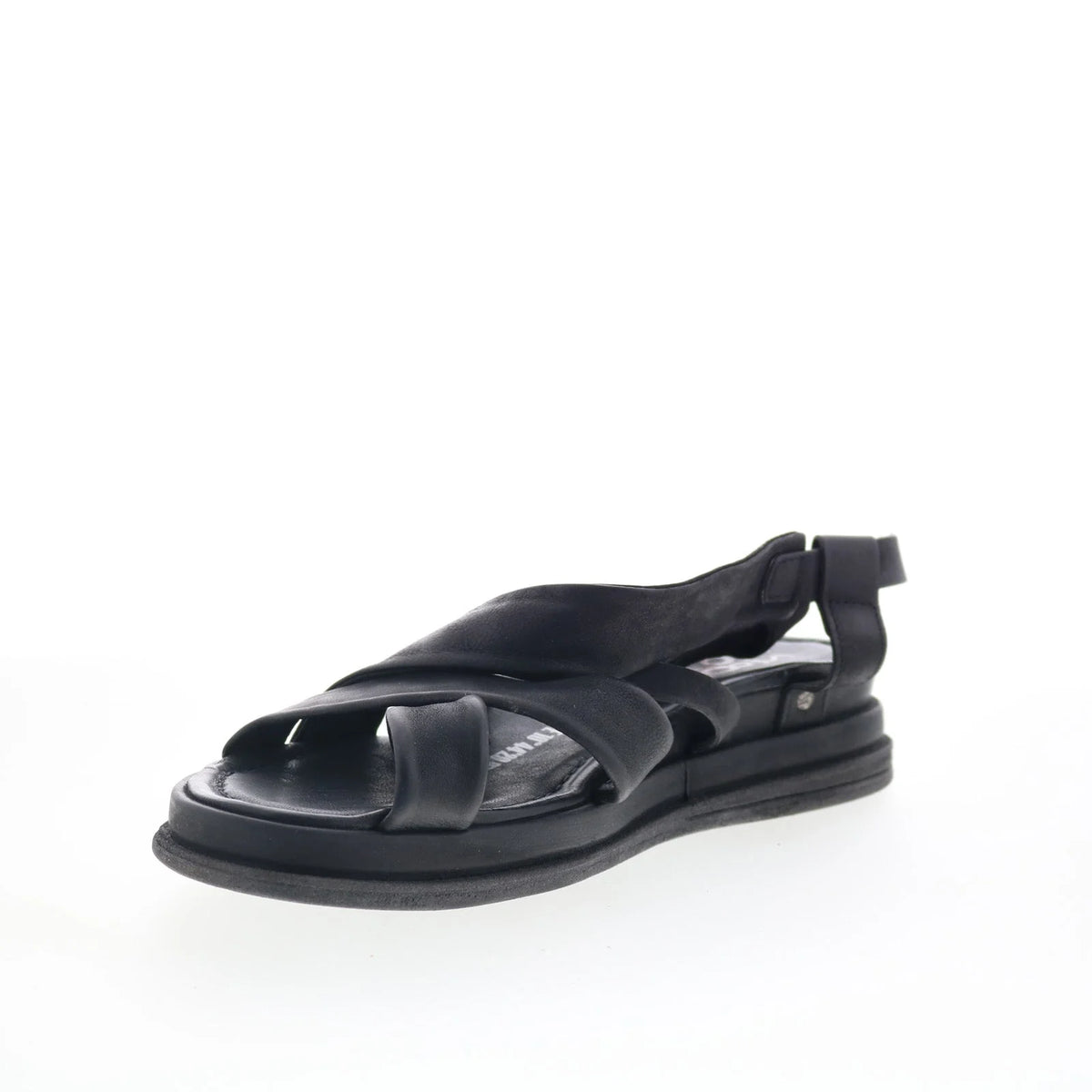 Salvie Womens Black Leather Hook & Loop Strap Sandals Shoes