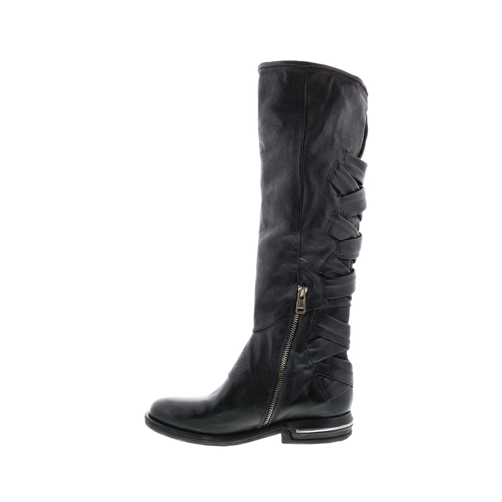 Teagan 516317-101 Womens Black Leather Zipper Knee High Boots