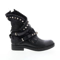 Vianne 250202-102 Womens Black Leather Hook & Loop Mid Calf Boots